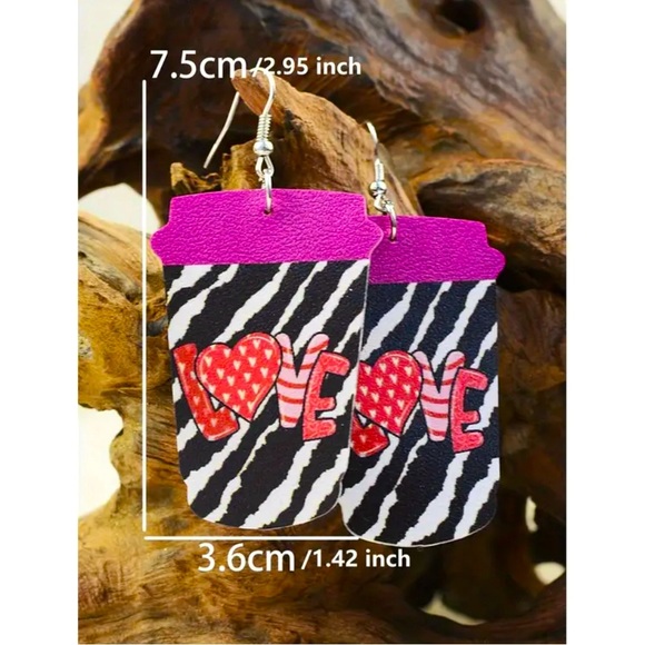 Love Coffee Faux Leather Earrings - Picture 2 of 3